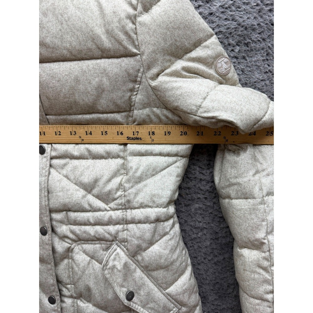 Barbour Langstone Quilted Puffer Jacket Faux-Fur Collar Stone White Size 10 - Picture 10 of 14